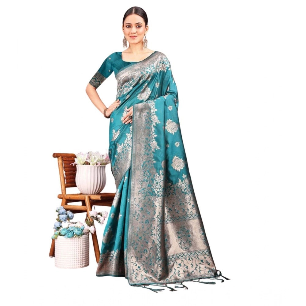 Designer Women's Banarasi Silk Printed Saree With Blouse Piece