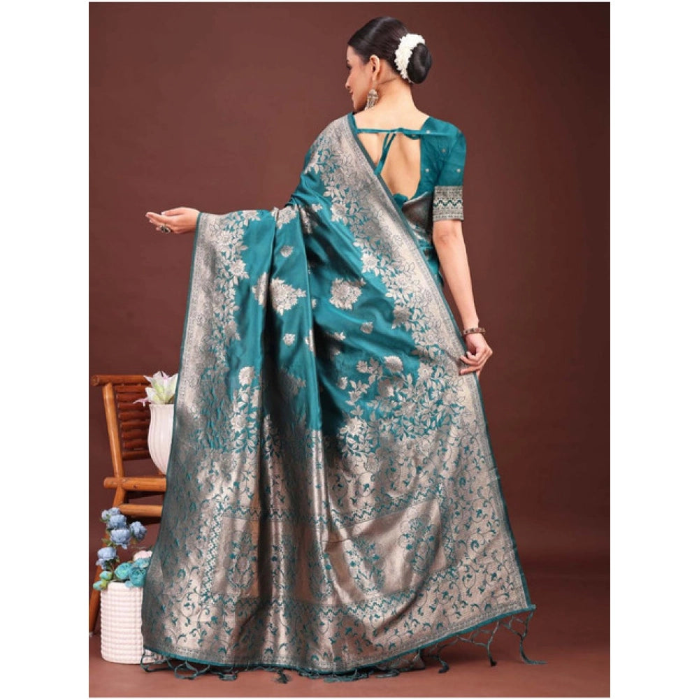 Designer Women's Banarasi Silk Printed Saree With Blouse Piece
