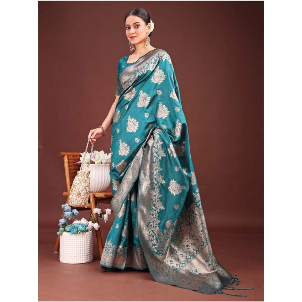 Designer Women's Banarasi Silk Printed Saree With Blouse Piece