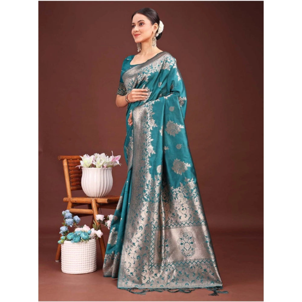 Designer Women's Banarasi Silk Printed Saree With Blouse Piece