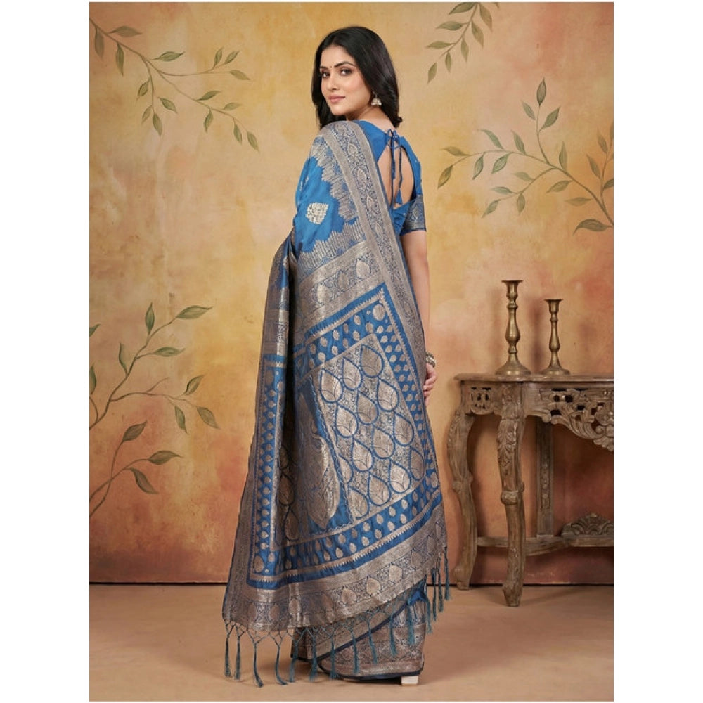 Stunning Women's Silk Blend Printed Saree With Blouse Piece