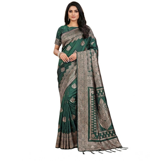 Stunning Women's Silk Blend Printed Saree With Blouse Piece