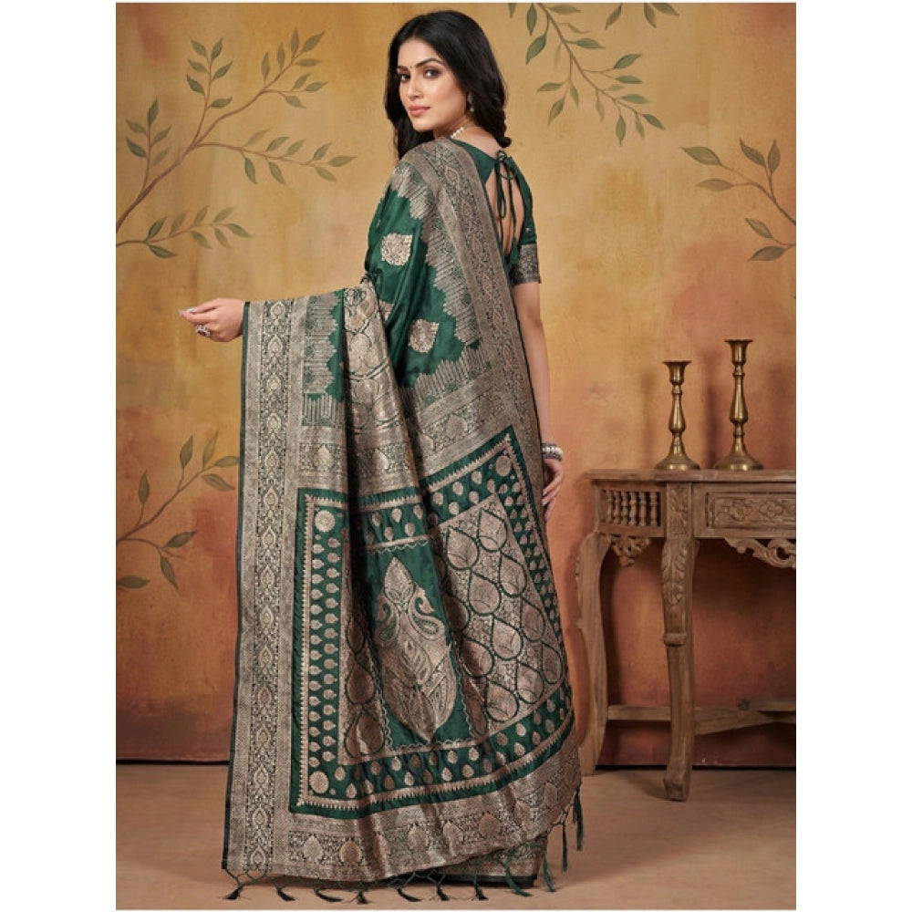 Stunning Women's Silk Blend Printed Saree With Blouse Piece
