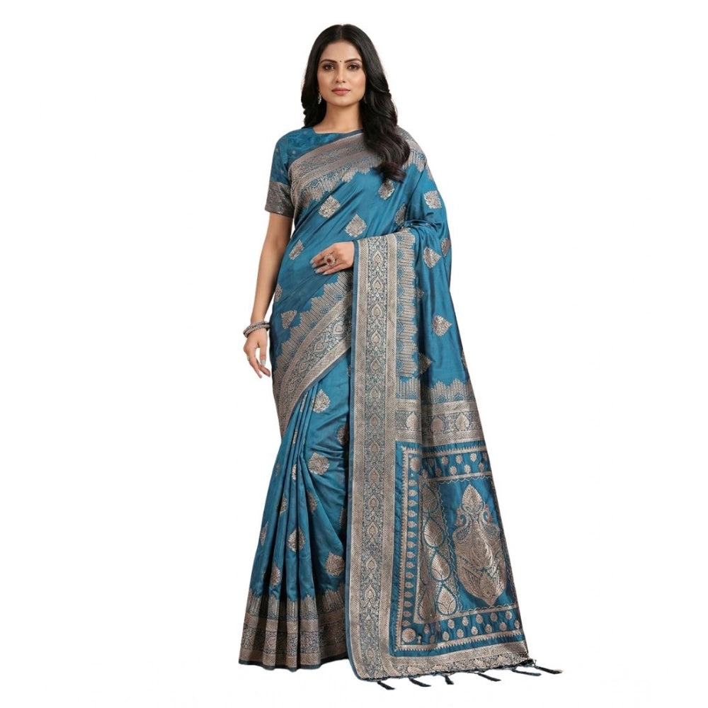 Stunning Women's Silk Blend Printed Saree With Blouse Piece