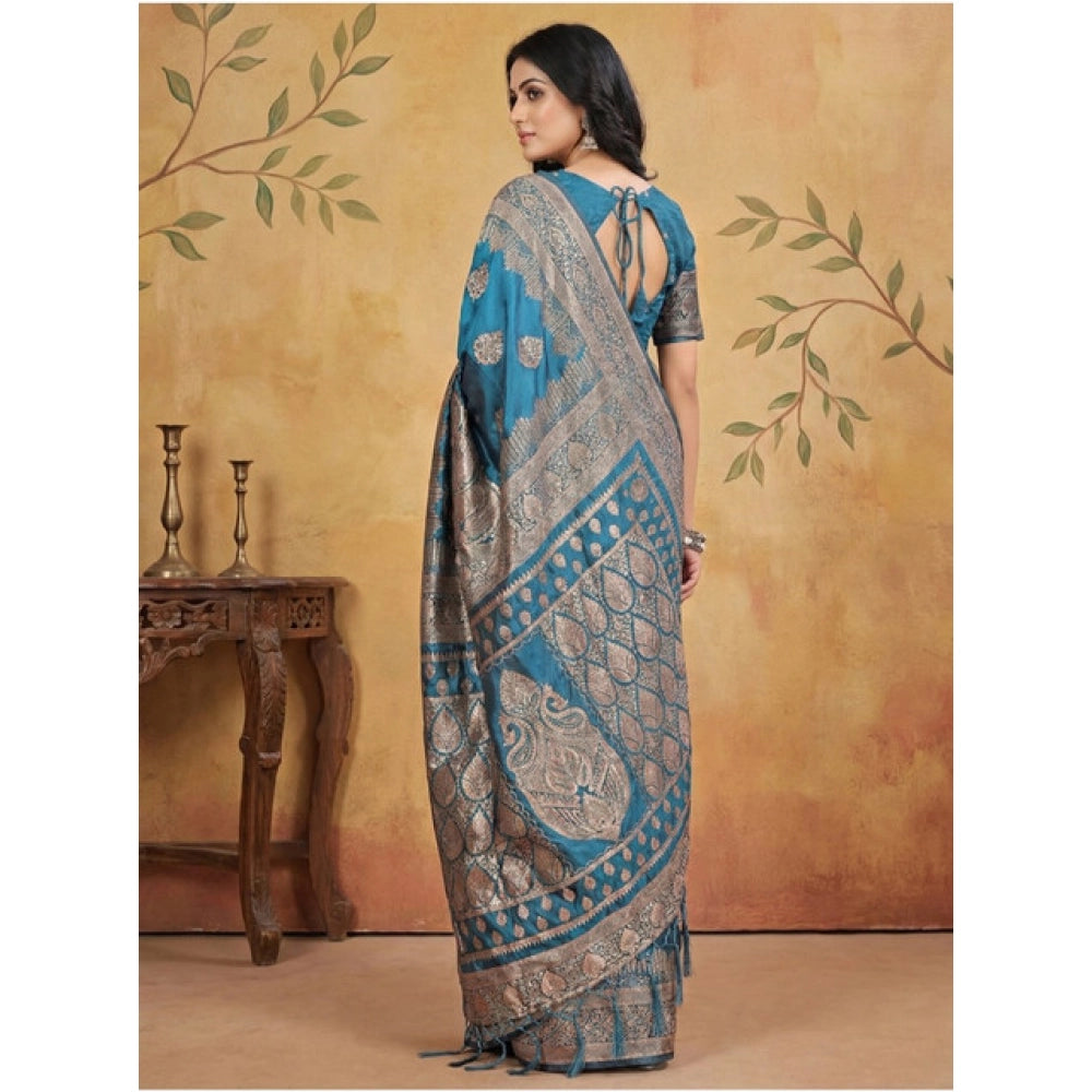 Stunning Women's Silk Blend Printed Saree With Blouse Piece