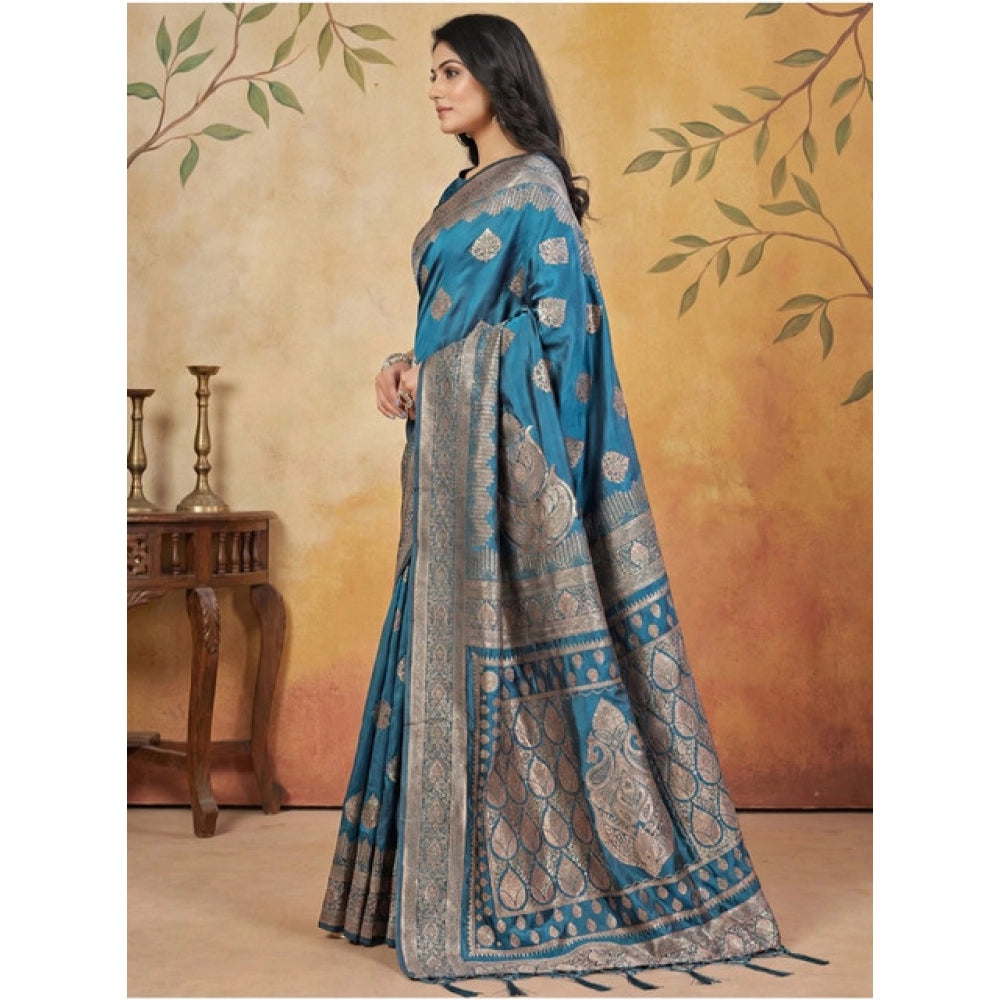 Stunning Women's Silk Blend Printed Saree With Blouse Piece