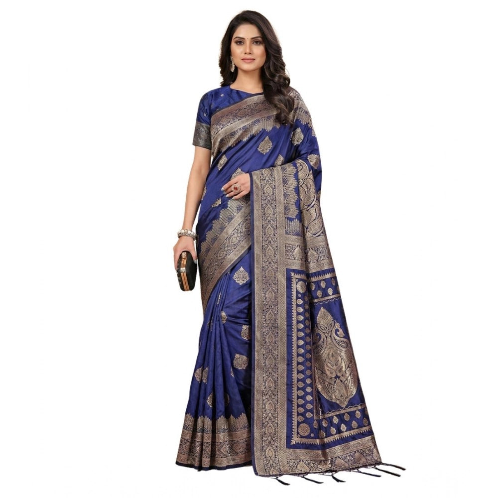 Stunning Women's Silk Blend Printed Saree With Blouse Piece