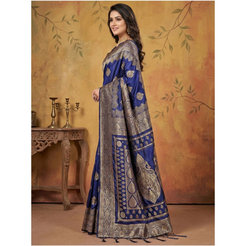 Stunning Women's Silk Blend Printed Saree With Blouse Piece