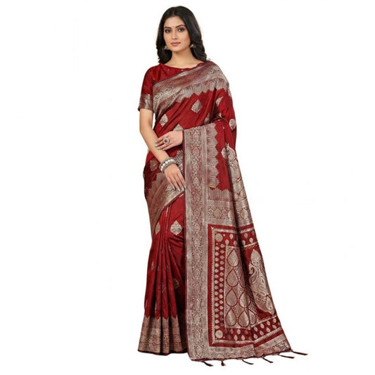Stunning Women's Silk Blend Printed Saree With Blouse Piece