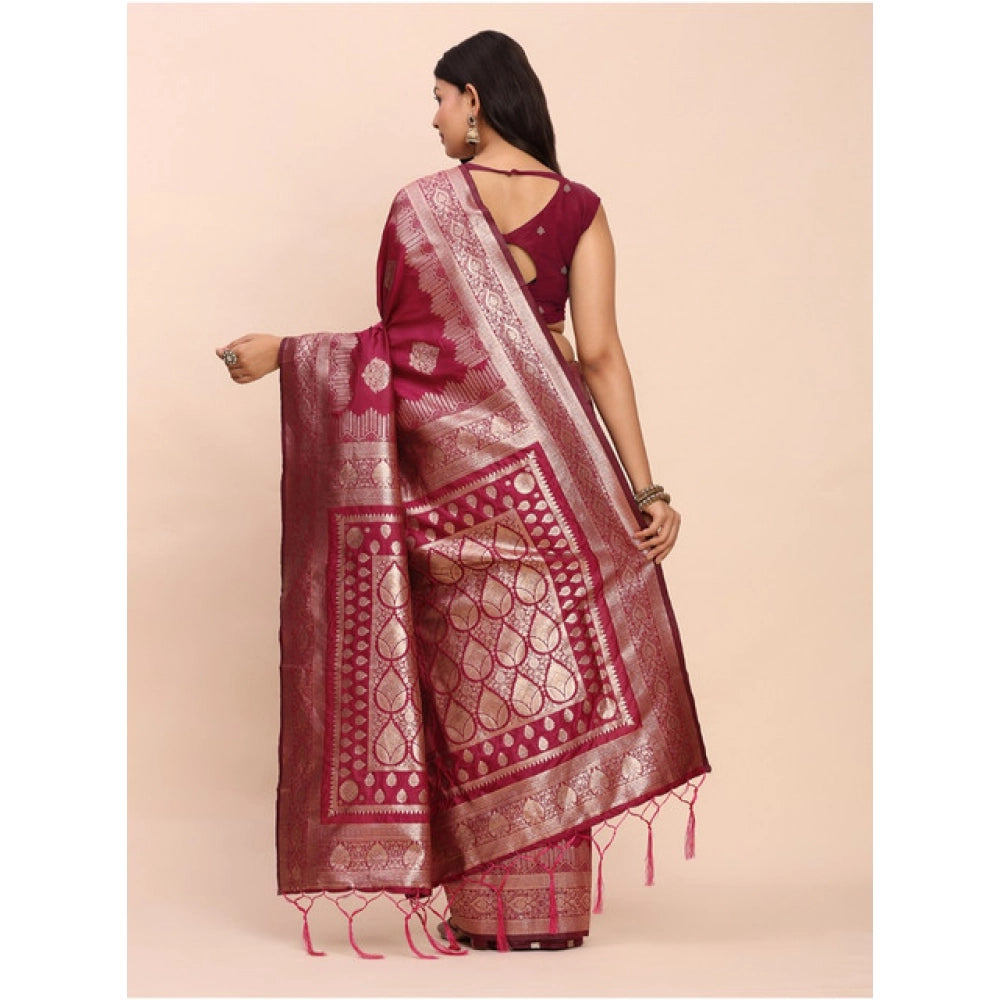 Beautiful Women's Banarasi Silk Printed Saree With Blouse Piece