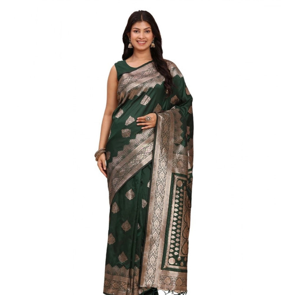 Beautiful Women's Banarasi Silk Printed Saree With Blouse Piece