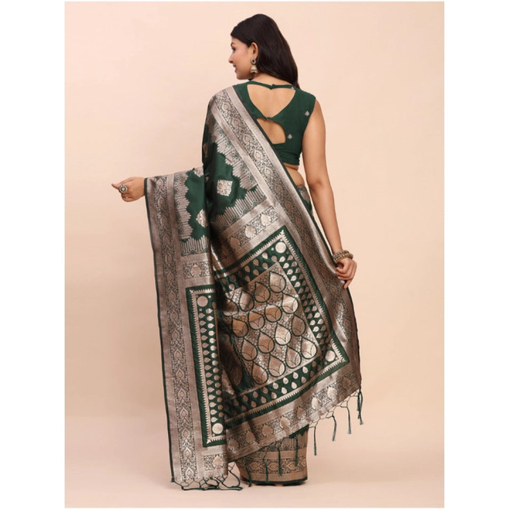 Beautiful Women's Banarasi Silk Printed Saree With Blouse Piece