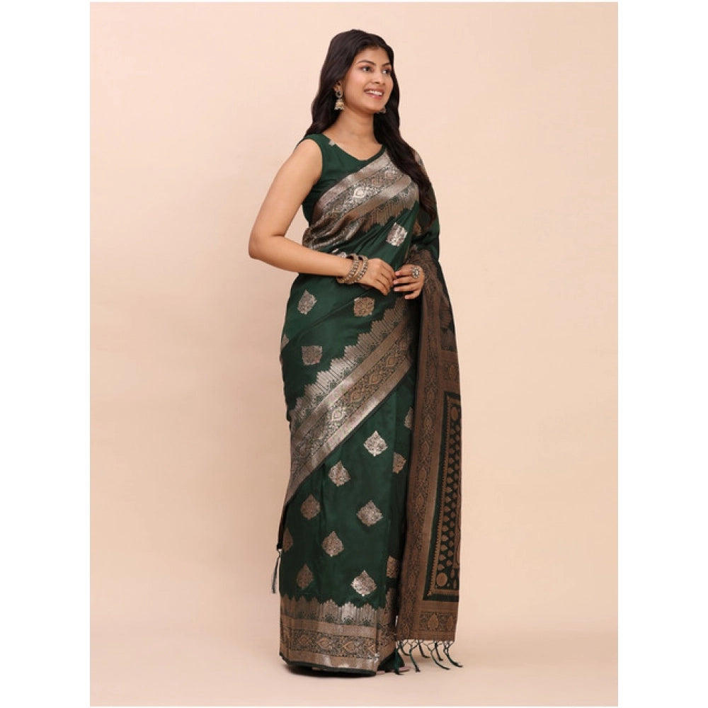 Beautiful Women's Banarasi Silk Printed Saree With Blouse Piece