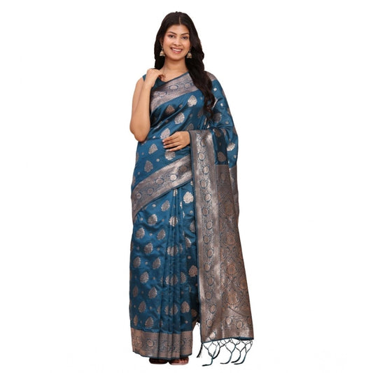 Beautiful Women's Banarasi Silk Printed Saree With Blouse Piece