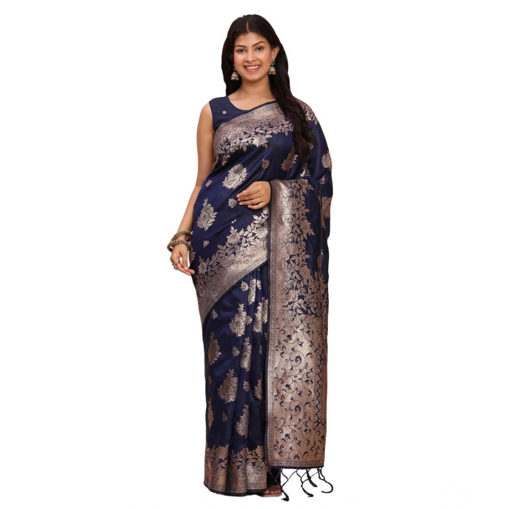 Beautiful Women's Banarasi Silk Printed Saree With Blouse Piece