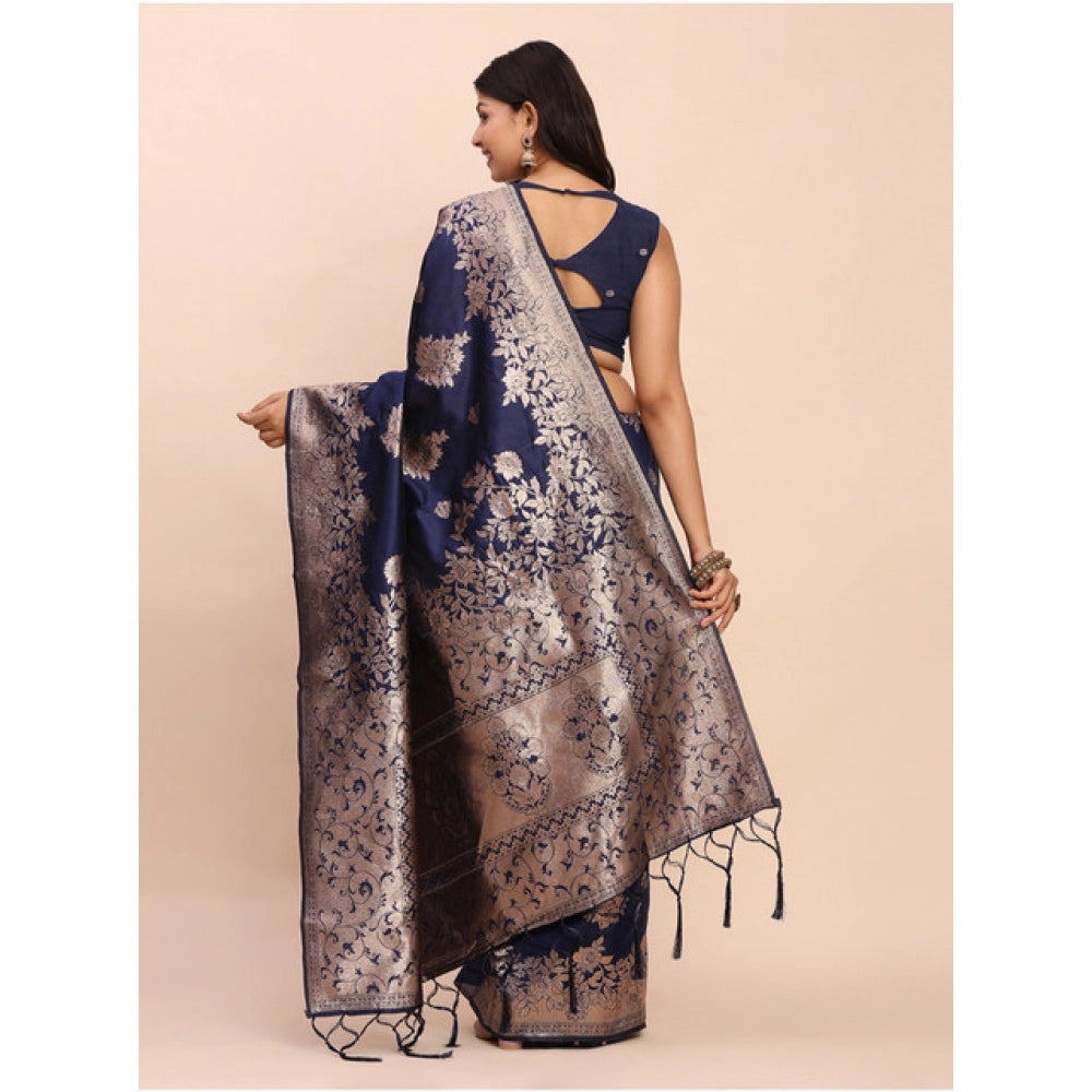 Beautiful Women's Banarasi Silk Printed Saree With Blouse Piece