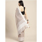 Pretty Women's Linen Printed Saree With Blouse Piece