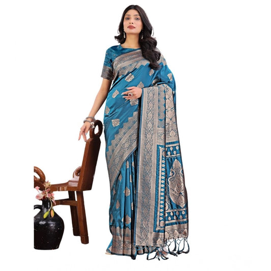 Adorable Women's Silk Printed Saree With Blouse Piece