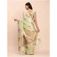 Stylish Women's Linen Cotton Printed Saree With Blouse Piece