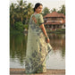 Partywear Women's Linen Cotton Printed Saree With Blouse Piece