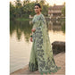 Partywear Women's Linen Cotton Printed Saree With Blouse Piece