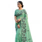 Partywear Women's Linen Cotton Printed Saree With Blouse Piece