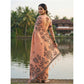 Partywear Women's Linen Cotton Printed Saree With Blouse Piece