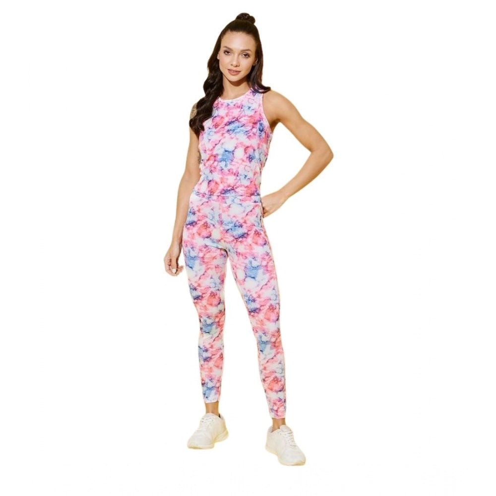 Fancy Women's Polyester Lycra Printed Sleeveless Active Wear