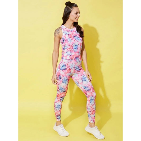 Fancy Women's Polyester Lycra Printed Sleeveless Active Wear