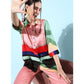 Voguish Women's Satin Colour Block Long Sleeves Co-Ord Set