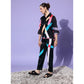 Voguish Women's Satin Colour Block Long Sleeves Co-Ord Set