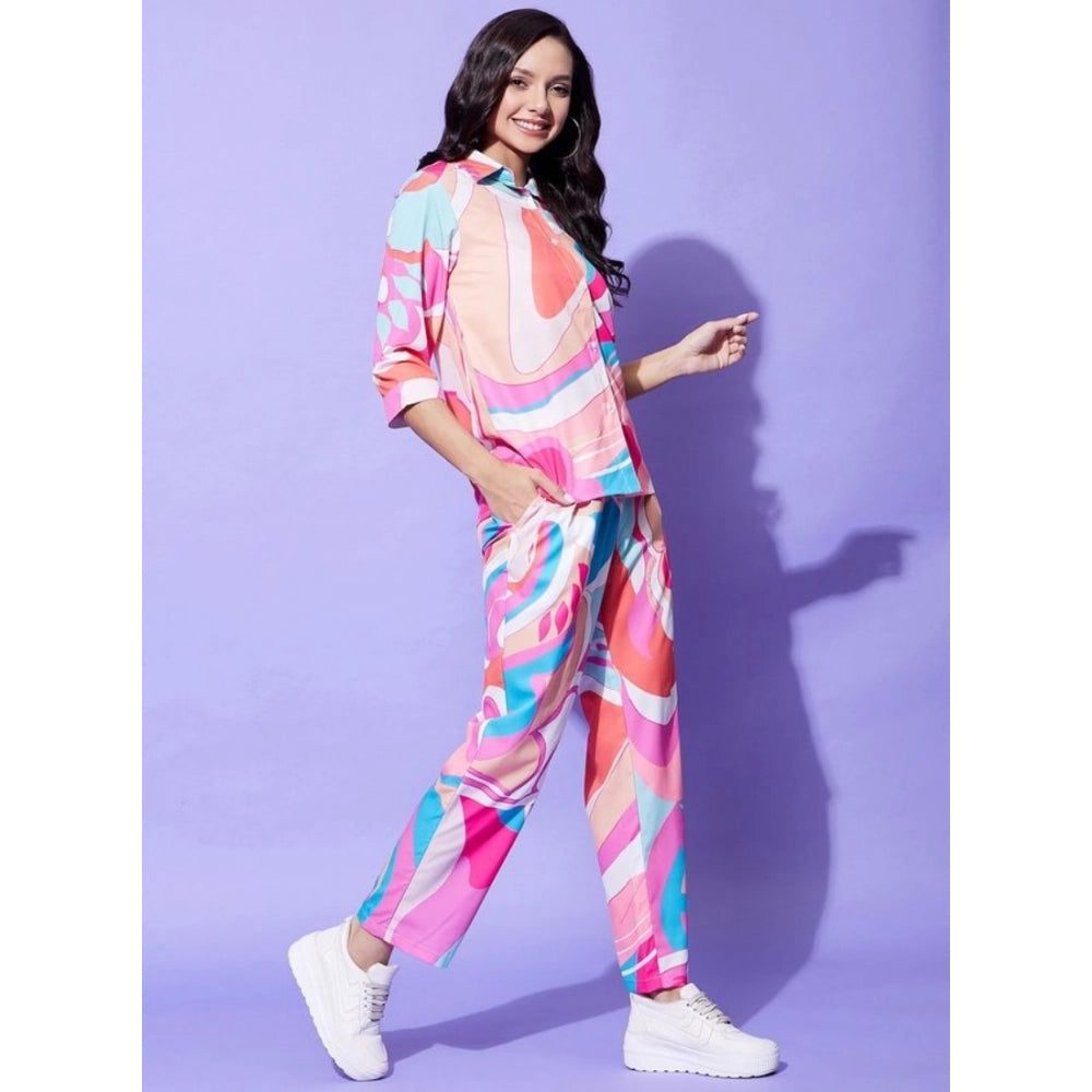 Fancy Women's Polyester Printed 3-4th Sleeve Co-Ord Set