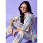 Fancy Women's Polyester Floral 3-4th Sleeve Co-Ord Set