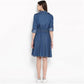 Voguish Women's Denim Solid Roll Up Sleeve Dress