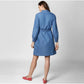 Voguish Women's Denim Solid Roll Up Sleeve Dress