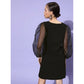 Voguish Women's Organza And Polyester Lycra Solid Long Sleeves Dress