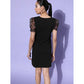 Voguish Women's Organza And Polyester Lycra Floral Short Sleeve Dress