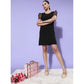 Voguish Women's Organza And Polyester Lycra Floral Short Sleeve Dress