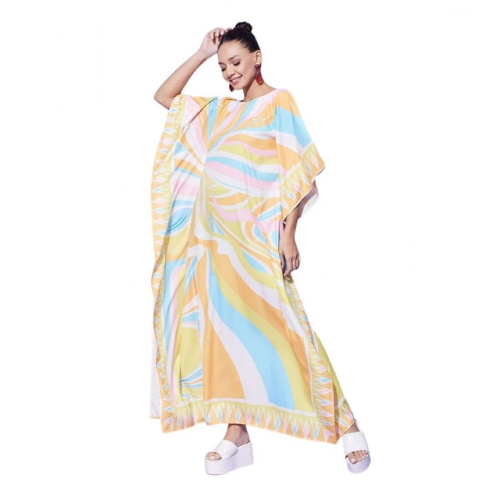 Voguish Women's Satin Colour Blocking Kaftan Dress