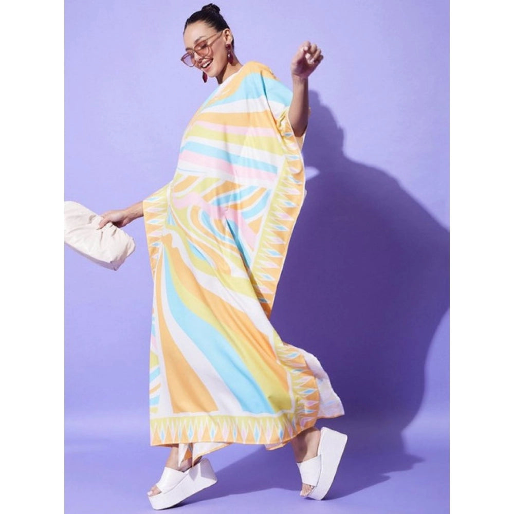 Voguish Women's Satin Colour Blocking Kaftan Dress