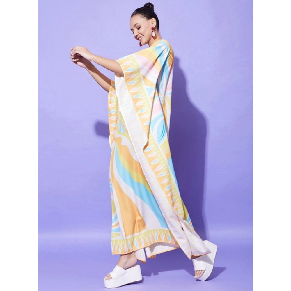 Voguish Women's Satin Colour Blocking Kaftan Dress