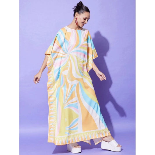 Voguish Women's Satin Colour Blocking Kaftan Dress