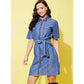 Sizzling Women's Denim Solid Half Sleeve Dress