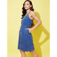 Sizzling Women's Denim Washed Shoulder Straps Dress