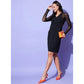 Sizzling Women's Polyester And Net Solid Long Sleeves Dress