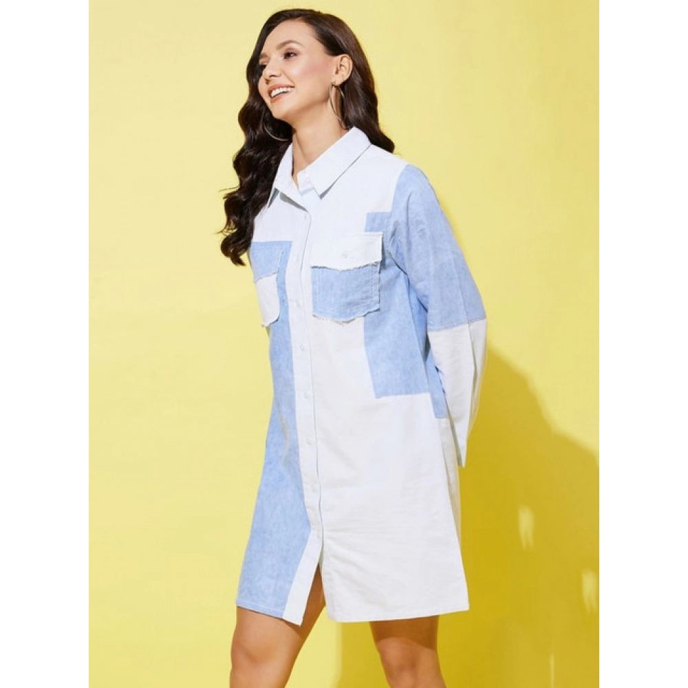 Sizzling Women's Denim Solid Long Sleeves Dress