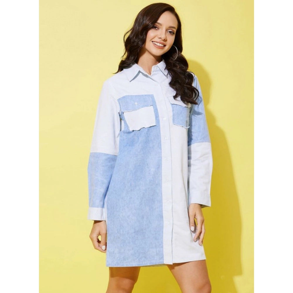 Sizzling Women's Denim Solid Long Sleeves Dress
