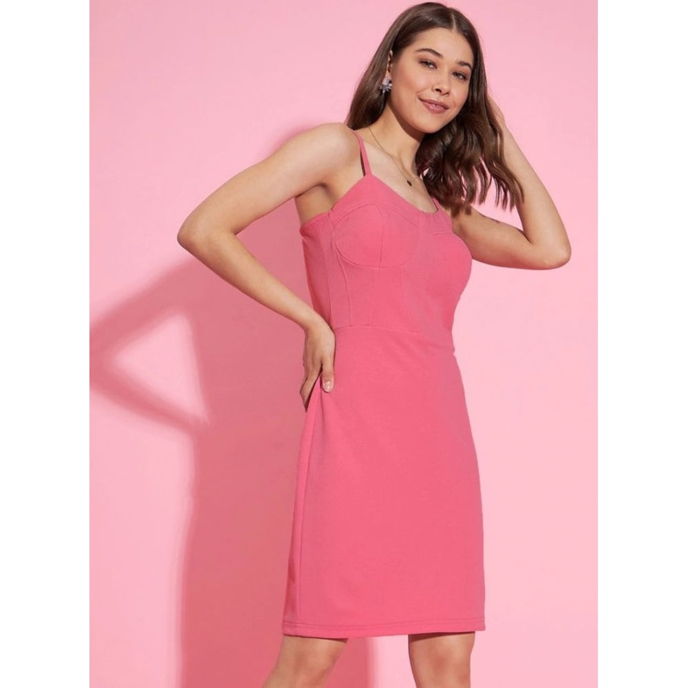 Marvellous Women's Polyester Lycra Solid Shoulder Straps Dress