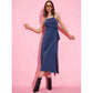 Sizzling Women's Denim Solid Shoulder Straps Dress