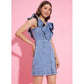 Sizzling Women's Denim Solid Flutter Sleeve Dress